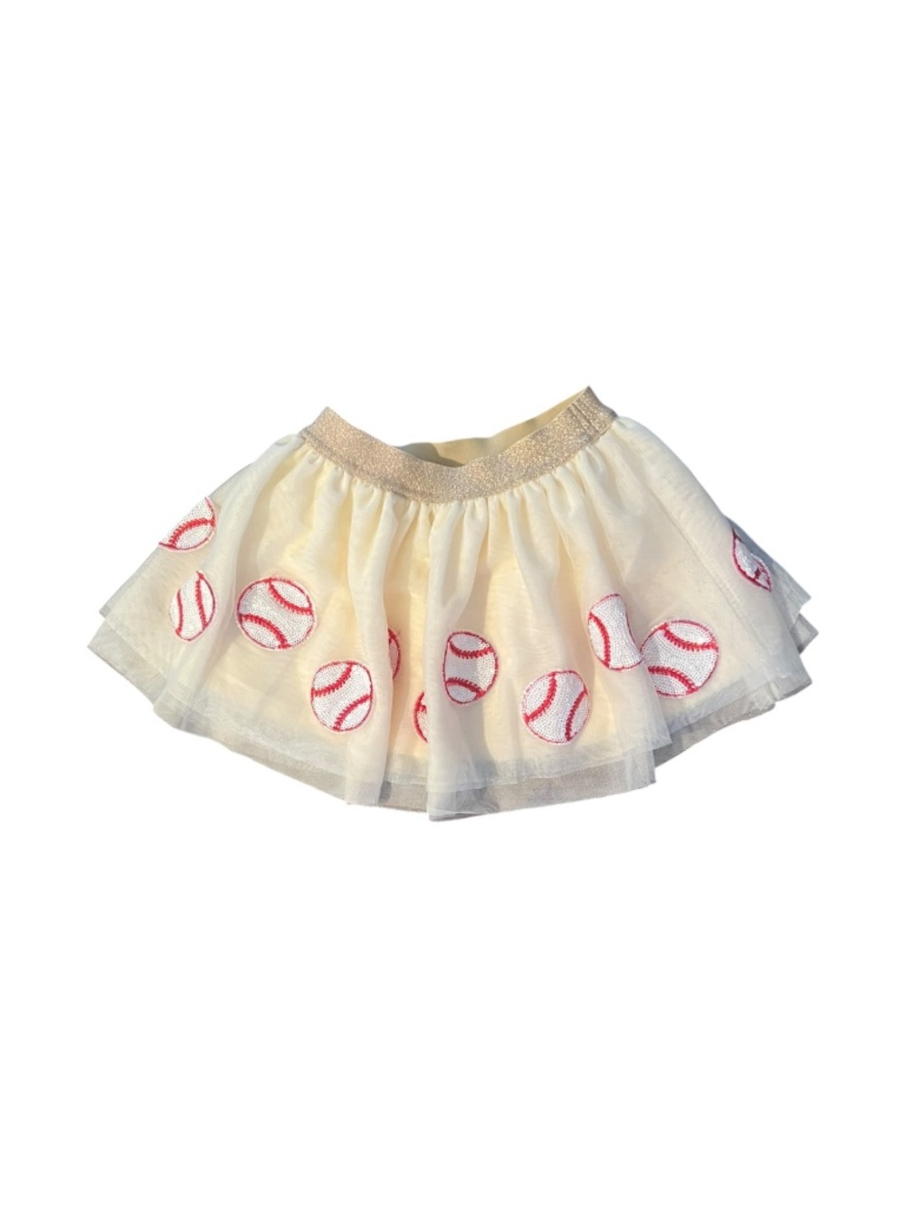 Angel Dear Cream Baseball Tulle Tutu Skirt, 1-2Y Girls